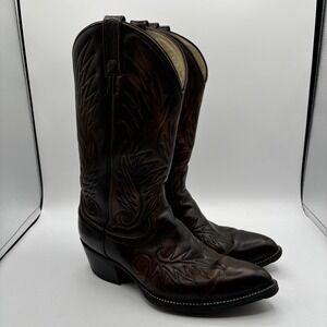 Dan Post Cowboy Boots Men's Size 9.5 D Brown Leather Western Vintage 6904 READ